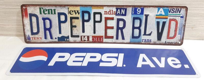 2 New Soda Pop Street Name Metal Signs