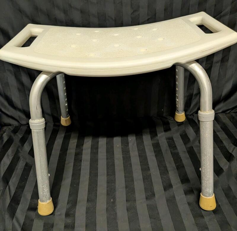 Shower Seat with Adjustable Legs. Seat Height at 16 inches in photograph.