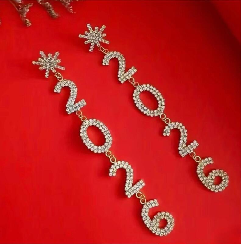 2026 Long Drop Linked Sparkled Earrings Post back pierced approximately 4.72&rsquo;&rsquo; Statement Drop Stock photos added