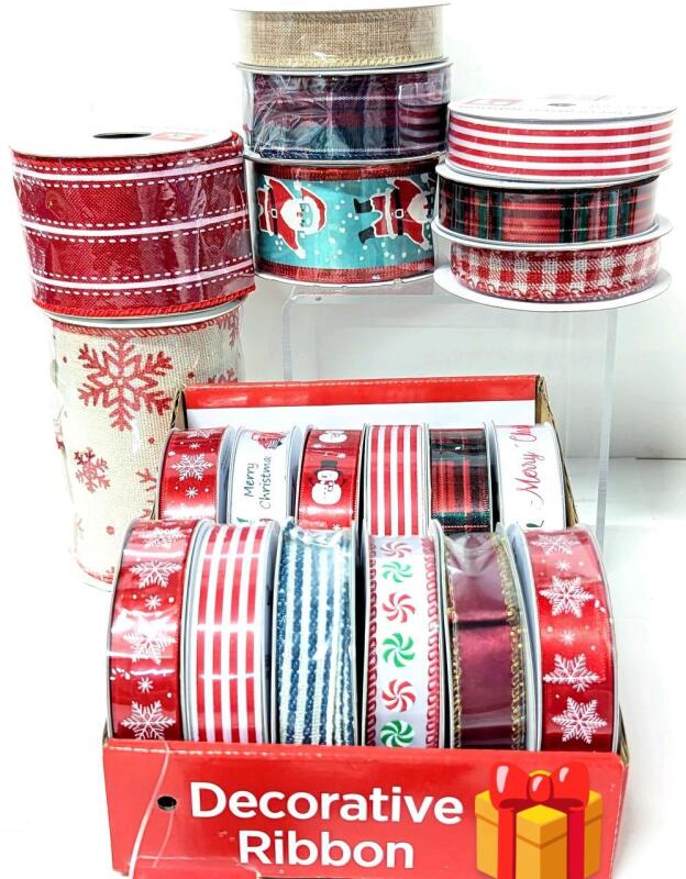 20 New Rolls of Fabric Decorative Ribbon, See Photos For Sizes