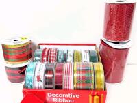 19 New Rolls of Fabric Decorative Ribbon, See Photos For Sizes