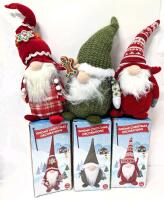 3 New Plush Weighted-Bottom GNOME Decorations, Up To 14" Long