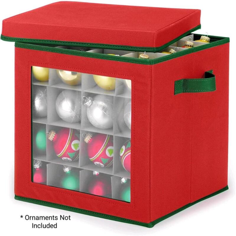 New Whitmor Christmas Ornament Cube Storage Box, With 64 Sections. 12" &times; 12" &times; 12"