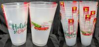 24 New Plastic Holiday Tumbler Cups, 12 2-Packs, 592ml Each
