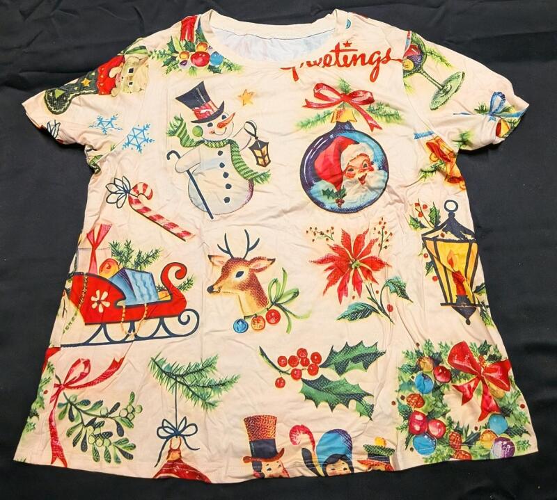 New Size 1XL Adults Retro Christmas T-Shirt