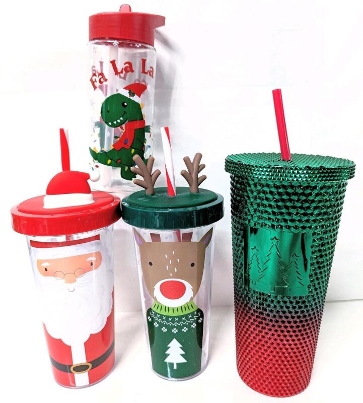 4 New Holiday-Themed Cold Drink Tumblers With Straws Up To 695ml