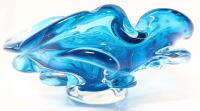 Really Neat Organic Art Glass Ashtray Resembling Waves / Mushrooms - 6.25" &times; 6" &times; 3.4" Tall