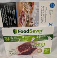 Vacuum Sealer Lot. 2 Mainstay Sealer Rolls, and Food Saver Special Value Pack