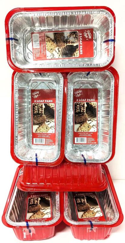 12 New Holiday Loaf Pans, 6 Packs : 2 Foil Pans & 2 Lids Per Pack, 8.7" &times; 4.53" &times; 2.28"