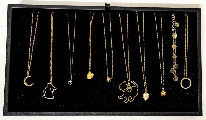 10 Assorted Necklaces in 14.8" &times; 8.4" Necklace Display