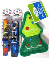 2 New Dog Leashes (⅝" &times; 48" & &frac34;" &times; 48") + 6.25" Squeaky Christmas Tree Dog Toy