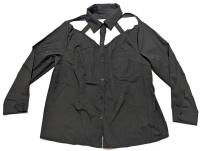 New Size 2XL Women's Cut-Out Collar Button-Up Long-Sleeve Shirt