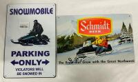 2 Decorative Metal Signs, Snowmobile-Related, Both 8&rdquo; x 12&rdquo; - See Photos/Description