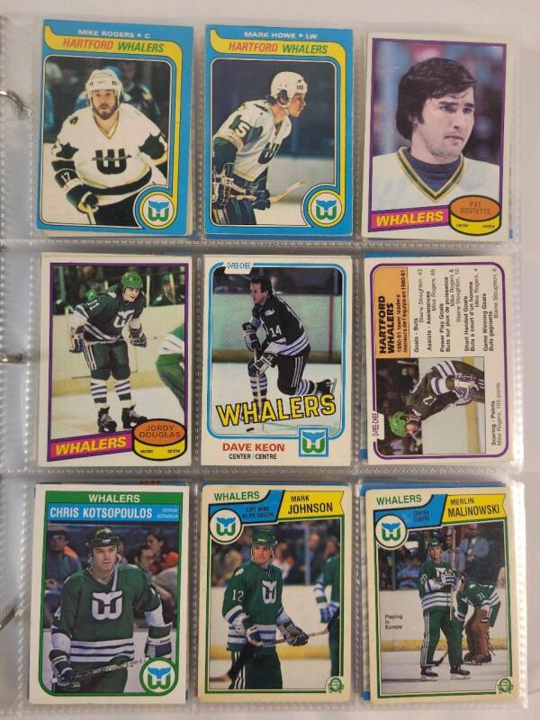 1979 - 2024 Hartford Whalers / Carolina Hurricanes NHL Hockey Trading Card Singles , 203 Trading Cards