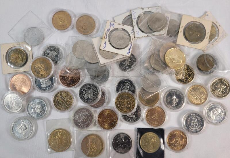 1967 - 1980s Canadian Coins & Tokens . Includes : 1967 Ontario 100th Anniversary Confederation , 1972 Hamilton Grey Cup & 1980 Edmonton Klondike Days