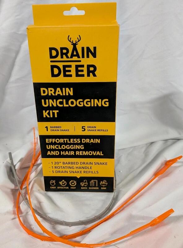 New Drain Deer Drain Unclogging Kit with 3 Manual Drain Snakes. Longest Manual Drain Snake 24.5"