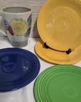 Vintage Fiesta Ware Plates & Signed Pottery Pitcher