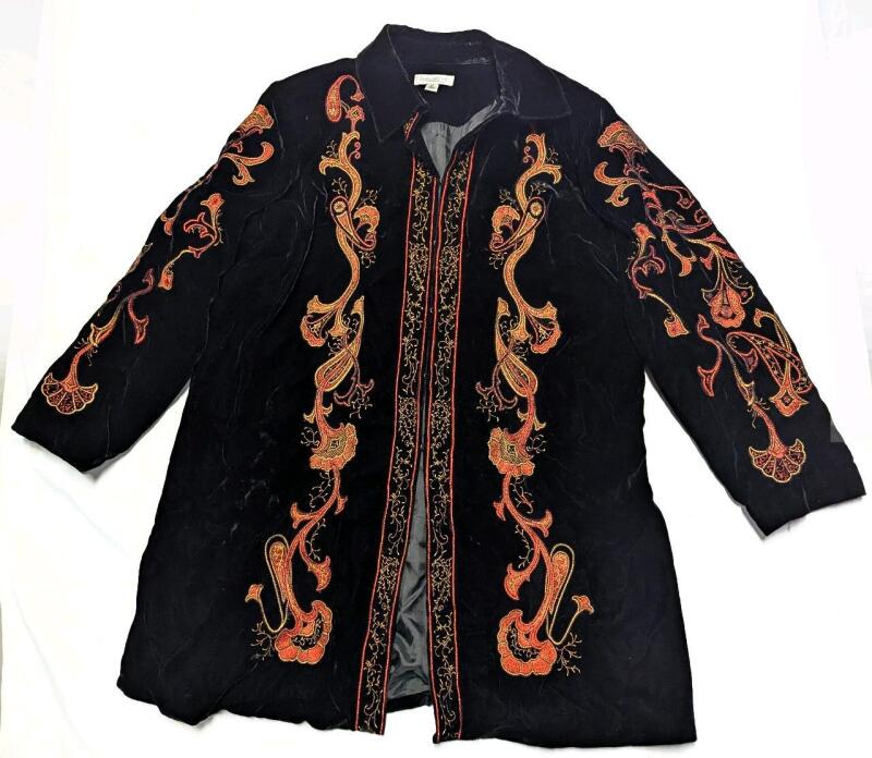 Size 2XL Women's Coldwater Creek Embroidered Velveteen Blazer Jacket