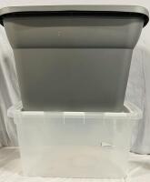 2 Large Sterilite Bins with Lids - See Photos for Sizes