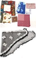 9 Vintage Scarves, Shawl & Handkerchiefs, Up To 39.5" &times; 41"