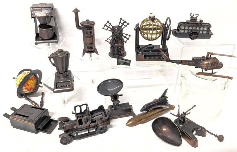 [As-Is] 13 Vintage Pencil Sharpener Miniatures Broken/Missing Parts, Up To 4" Tall, Some Made in Hong Kong