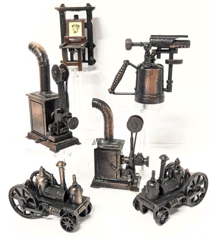 6 Vintage Pencil Sharpener Miniatures, Up To 3.5" Tall, Some Made in Hong Kong