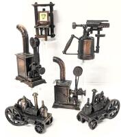 6 Vintage Pencil Sharpener Miniatures, Up To 3.5" Tall, Some Made in Hong Kong