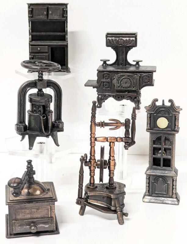 6 Vintage Pencil Sharpener Miniatures, Up To 4" Tall, Some Made in Hong Kong