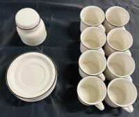 17-Piece Vintage Royal Doulton Coffee Set, Includes 8 Cups, 8 Saucers, One Sugar Bowl/Jar