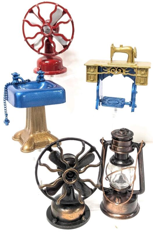 5 Vintage Pencil Sharpener Miniatures, Up To 3" Tall, Some Made in Hong Kong