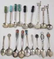 18 Vintage Various Rarity Silver Souvenir Spoons . Sterling Silver , Mexico Silver , Polish Silver , Bolivia Silver plus More .
