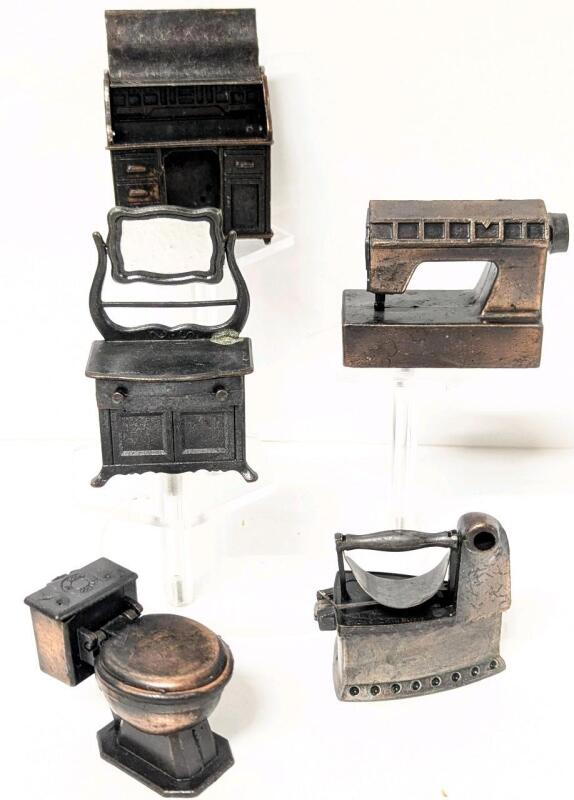 5 Vintage Pencil Sharpener Miniatures, Up To 3.25" Tall, Some Made in Hong Kong