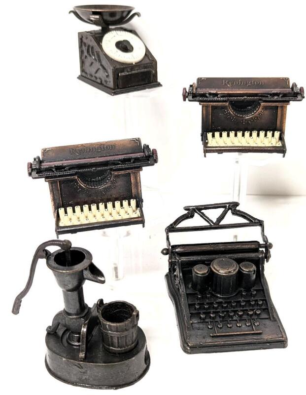 5 Vintage Pencil Sharpener Miniatures, Up To 2.75" Tall, Some Made in Hong Kong