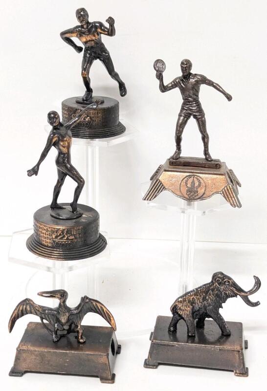 5 Vintage Pencil Sharpener Miniatures, Up To 3.75" Tall, Some Made in Hong Kong
