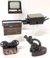 5 Vintage Pencil Sharpener Miniatures, Up To 2.75" Tall, Some Made in Hong Kong