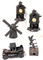 5 Vintage Pencil Sharpener Miniatures, Up To 3.5" Tall, Some Made in Hong Kong