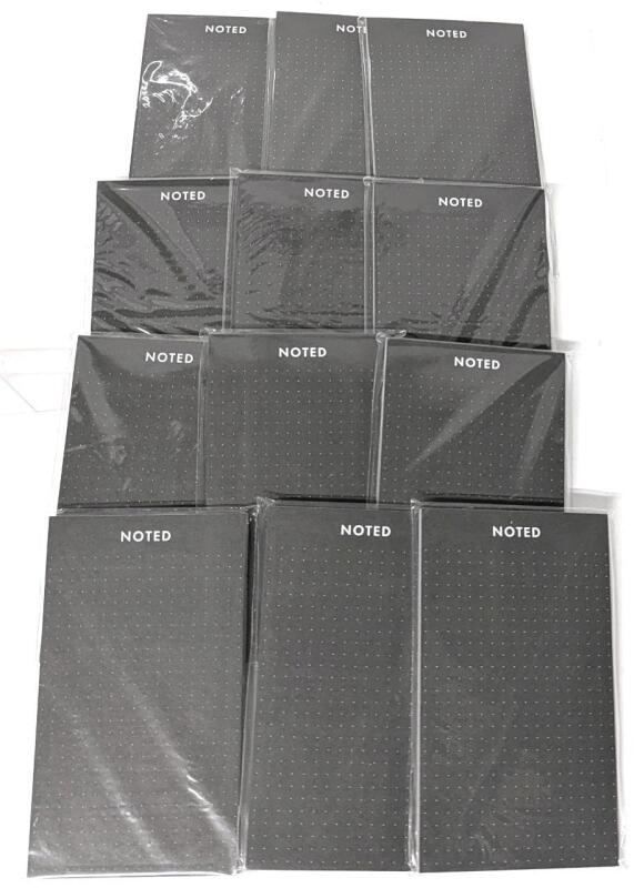 12 New Ryder & Co NOTED Dark Dotted Paper List Note Pads. 50 Sheets Per Pad, 3.5" &times; 6"