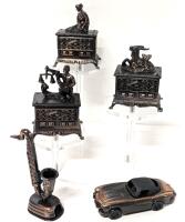 5 Vintage Pencil Sharpener Miniatures, Up To 3.5" Tall, Some Made in Hong Kong, Capricorn Has Broken Horn
