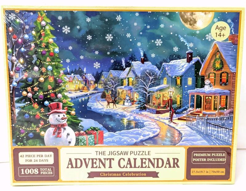 New 1008-Piece Jigsaw Puzzle Advent Calendar With Poster, 25.7" &times; 19.7"