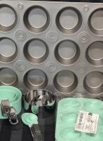 New Baker's Lot - Measuring Cups & Spoons + Cookie Cutter + 12 Muffin Pan +