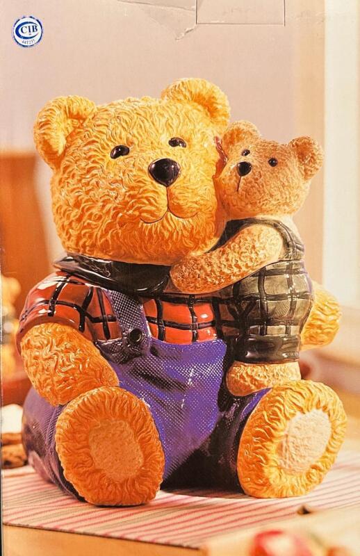New Vintage Bear and Cub Christmas Cookie Jar