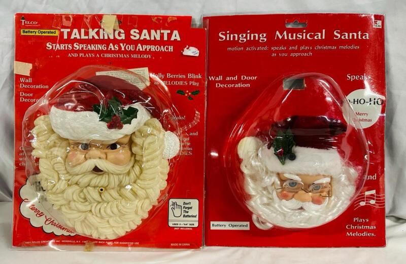 2 Vintage Talking/Singing Santas, 9.5&rdquo; x 8.5&rdquo; and 6.5&rdquo; x 6.5&rdquo;