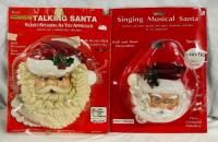 2 Vintage Talking/Singing Santas, 9.5&rdquo; x 8.5&rdquo; and 6.5&rdquo; x 6.5&rdquo;