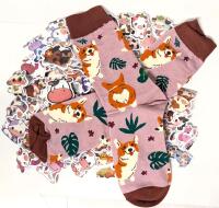 75 New Cartoon Cow Stickers (Most Around 1.75") & O/S Adult Corgi Socks