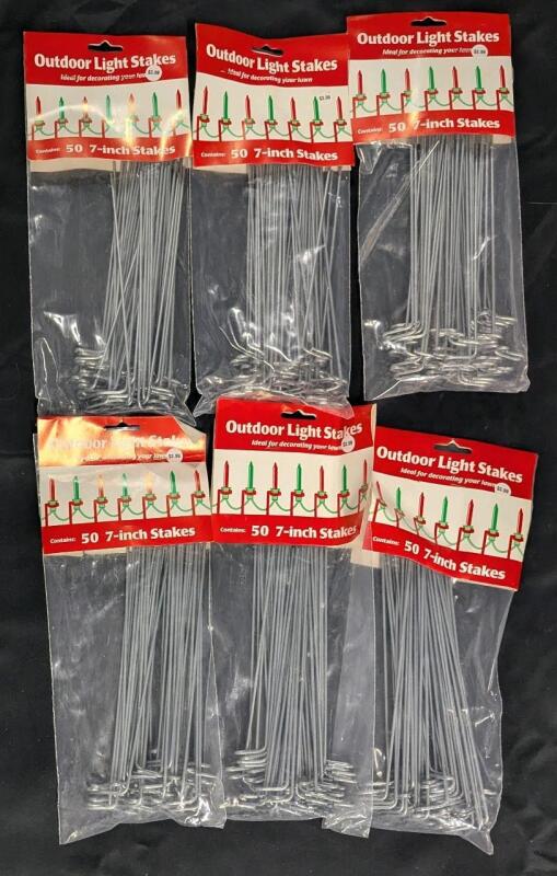 300 Vintage New 7" Long Metal Outdoor Light Stakes For Decorating One's Lawn! 6 Packs of 50