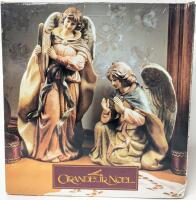 As-New Grandeur No&euml;l 2pc Handpainted Porcelain Angel Figures, 6.5" - 9.75" Tall