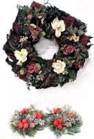Vintage 18" Diameter Wreath & 2&times; Vintage Pillar Candle Rings For 3" Candles (Previously Used As Mini-Wreaths)