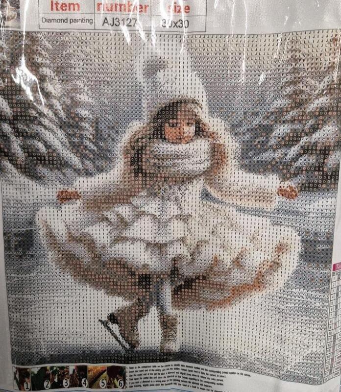 New Adorable Little Girl Ice Skating Diamond Art 9.5 by 9.75"