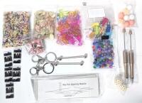 Assorted New Jewelry Findings, Beads, Beading Needle, Charms, Keychains, Tassels, Customizable Ballpoint Pens +