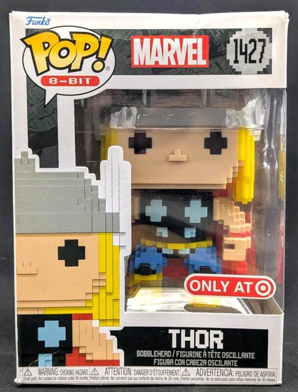 New Funko Pop! 8-Bit MARVEL " Thor " Vinyl Figure #1427, Target Exclusive, Small Tear in Box